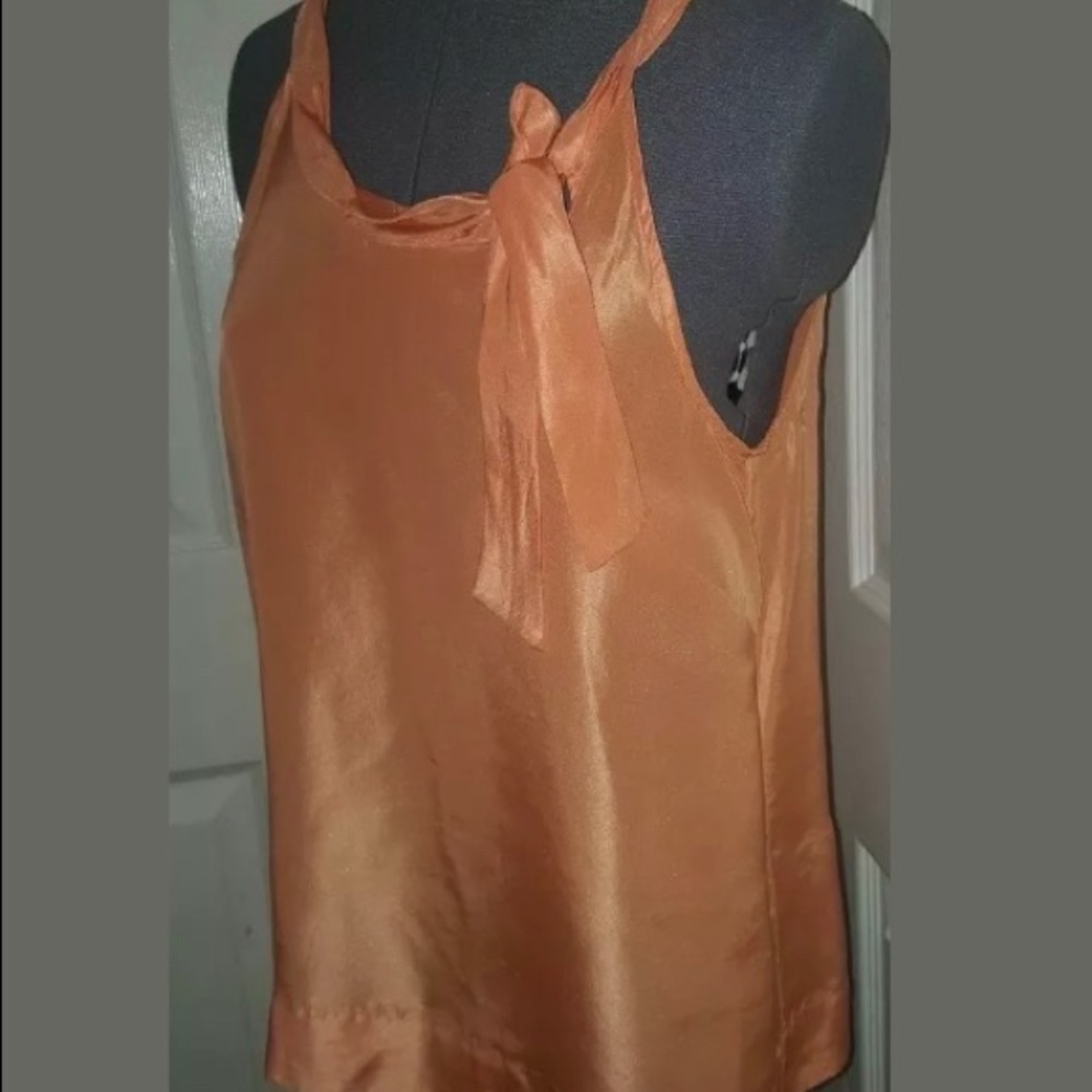 J Crew Silk Tank Top scoopneck tie Aline Orange 6